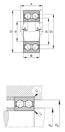 INA double row angular contact ball bearing