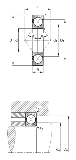 Four point contact bearing QJ2..-XL-MPA, X-life, solid brass cage