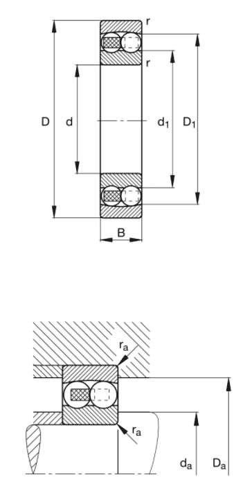 FAG, Self-aligning ball bearing, Cylindrical bore