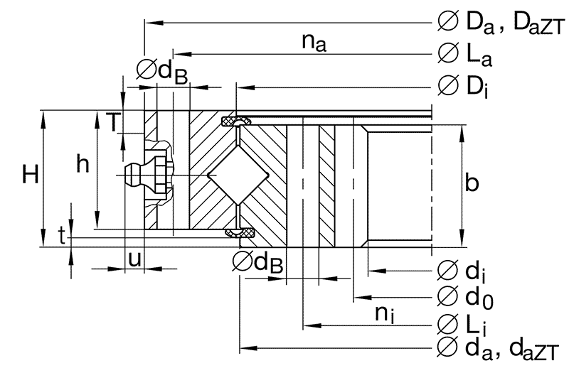 INA slewing ring, crossed roller bearing, internal gear teeth