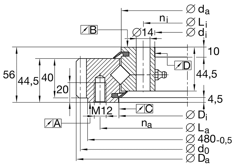 INA slewing ring, crossed roller bearing, external gear teeth