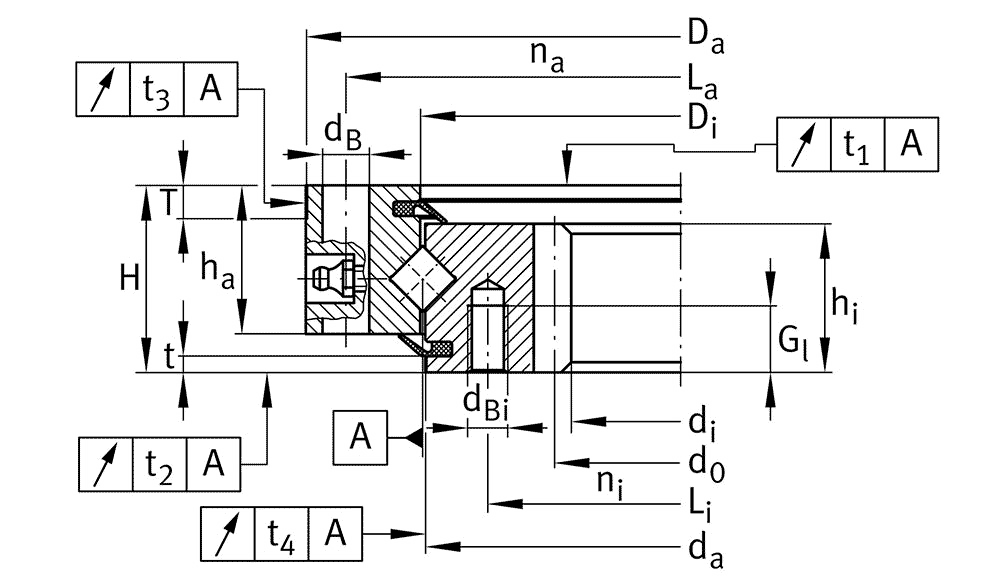 INA slewing ring, crossed roller bearing, internal gear teeth