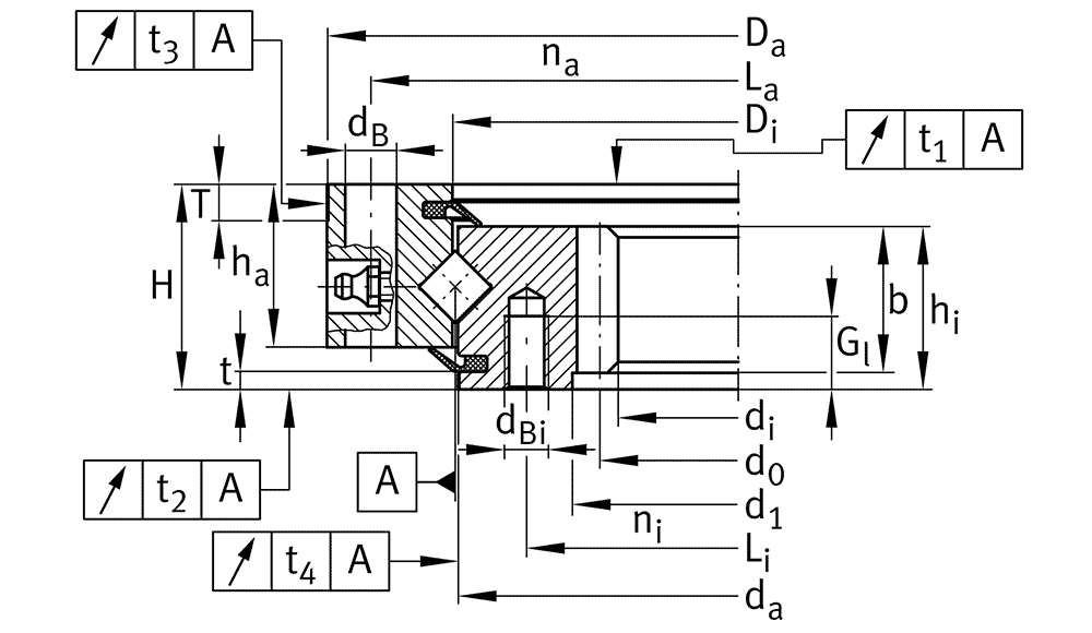 INA slewing ring, crossed roller bearing, internal gear teeth