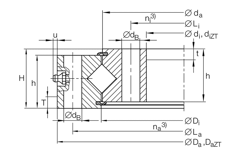 INA Slewing ring, Crossed roller bearing, without gear teeth