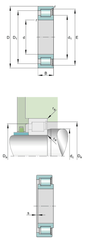 INA full complement cylindrical roller bearings