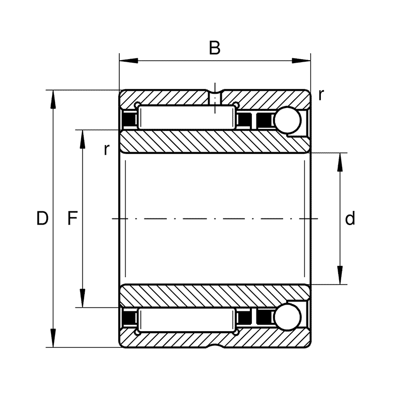 INA needle roller/angular contact ball bearings NKIA