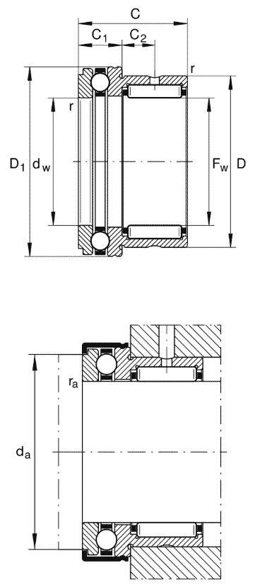INA needle roller/axial ball bearings NKX