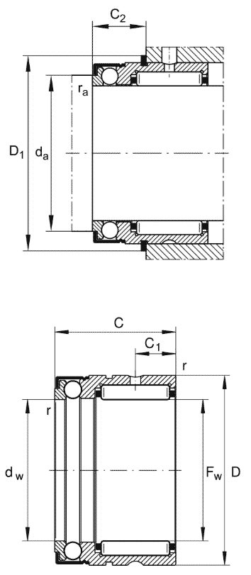 INA needle roller/axial ball bearings NX..-Z
