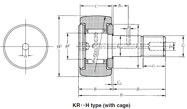 KR..H type cam followers with cage