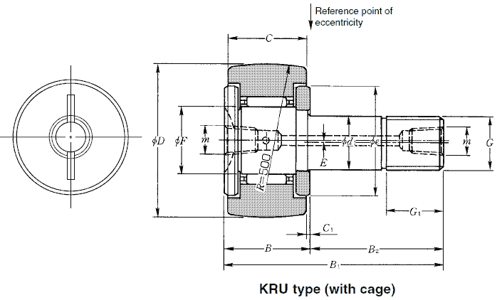 KRU type eccentric-stud cam followers
