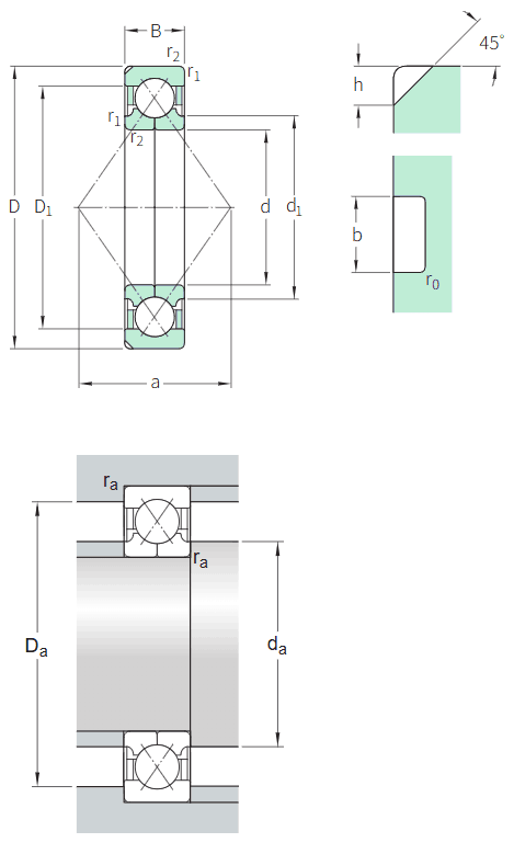 SKF four-point contact ball bearing with locating slots, SKF Explorer