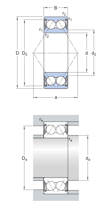 SKF, Angular contact ball bearings, double row, 2RS1
