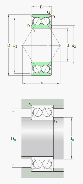 SKF double row angular contact ball bearing with seals, SKF Explorer