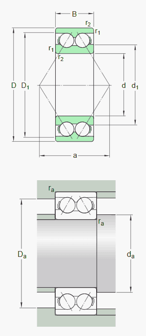 SKF double row angular contact ball bearing with seals, SKF Explorer