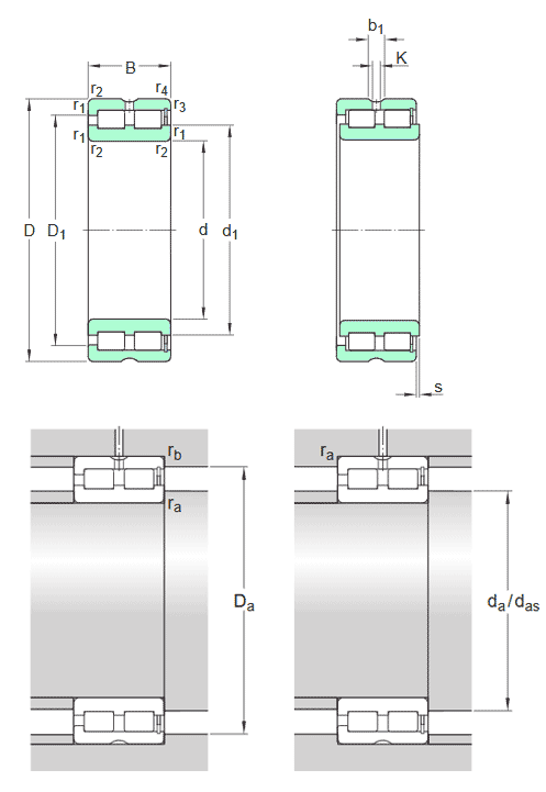 SKF double row full complement cylindrical roller bearing, NNCF design