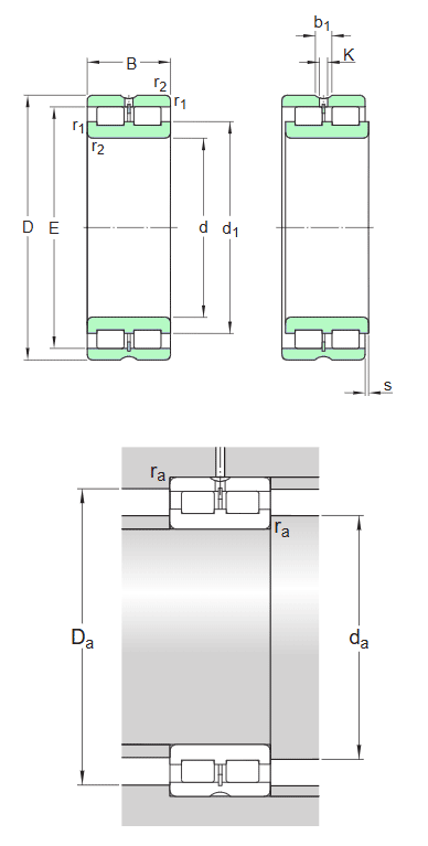 SKF double row full complement cylindrical roller bearing, NNCL design