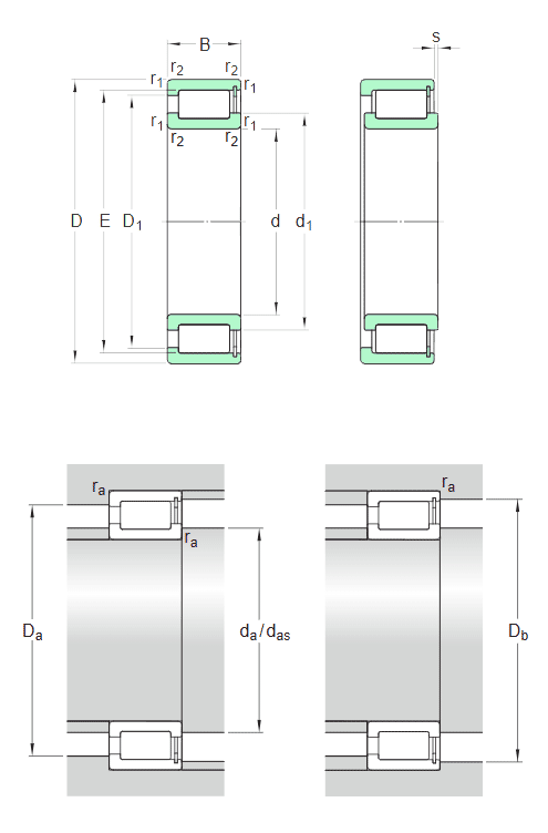 SKF single row full complement cylindrical roller bearing, NCF design