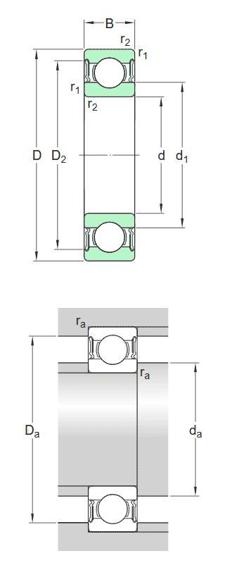 SKF deep groove ball bearing with seal on both sides