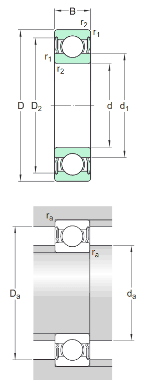 SKF hybrid ceramic deep groove ball bearing with low-friction seals